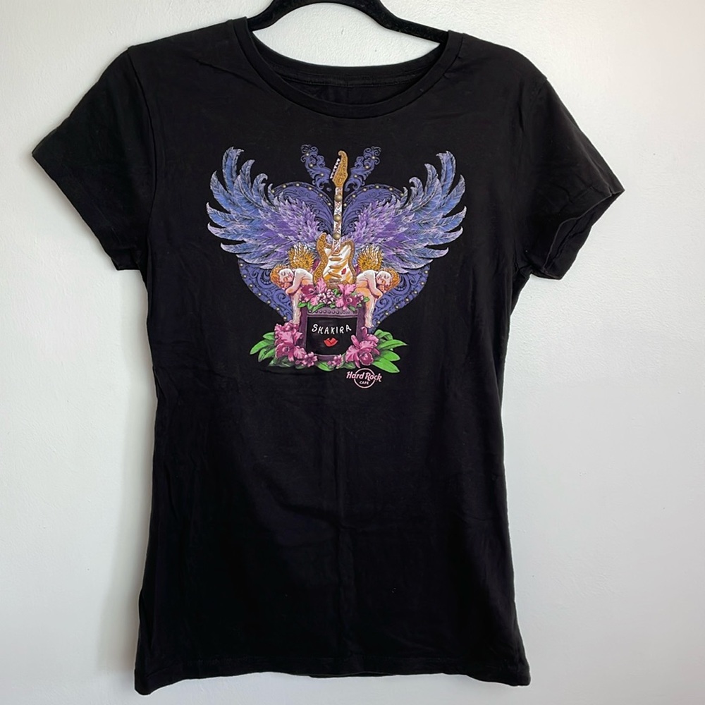 Juniors Slim Fit Hard Rock Shakira Nassau T-Shirt Color Black Size X-Large